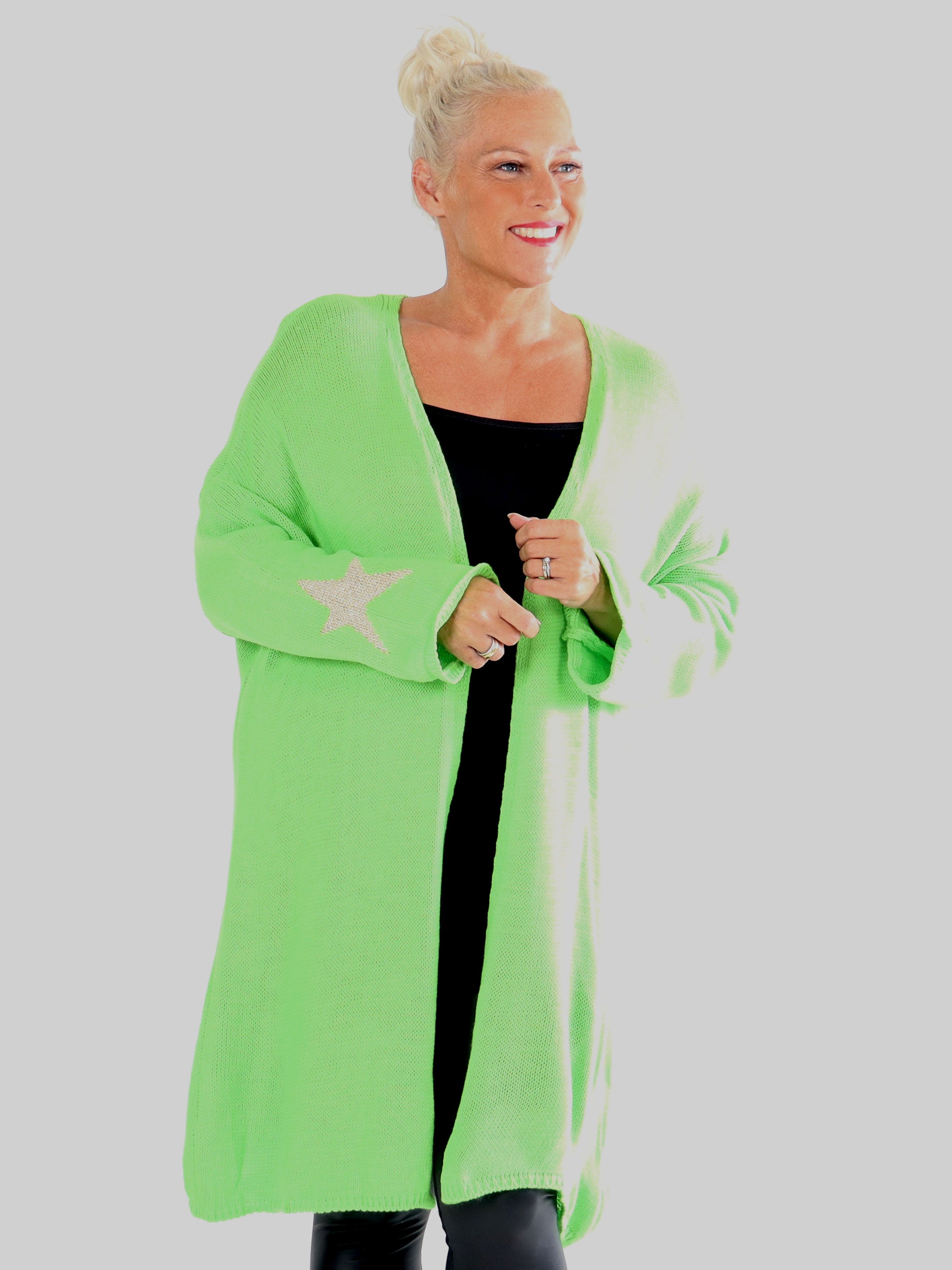 Lowa - Strik cardigan i plus size med stjerne